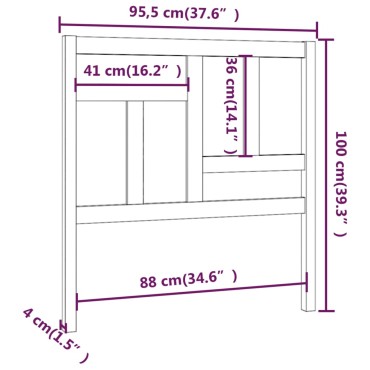 vidaXL Κεφαλάρι Κρεβατιού Μελί 95,5x4x100cm από Μασίφ Ξύλο Πεύκου 1 τεμ.