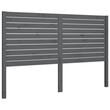 vidaXL Κεφαλάρι Κρεβατιού Γκρι 126x4x100cm από Μασίφ Ξύλο Πεύκου 1 τεμ.