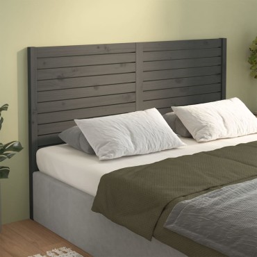 vidaXL Κεφαλάρι Κρεβατιού Γκρι 126x4x100cm από Μασίφ Ξύλο Πεύκου 1 τεμ.