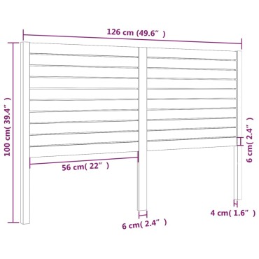 vidaXL Κεφαλάρι Κρεβατιού Γκρι 126x4x100cm από Μασίφ Ξύλο Πεύκου 1 τεμ.