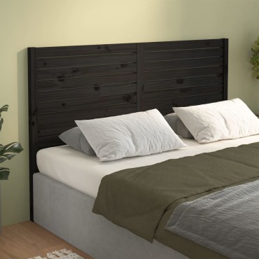 vidaXL Κεφαλάρι Κρεβατιού Μαύρο 156x4x100cm Μασίφ Ξύλο Πεύκου 1 τεμ.