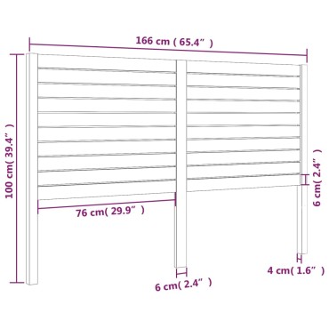 vidaXL Κεφαλάρι Κρεβατιού 166x4x100cm από Μασίφ Ξύλο Πεύκου 1 τεμ.