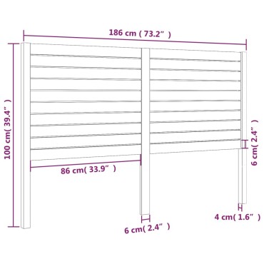 vidaXL Κεφαλάρι Κρεβατιού Μαύρο 186x4x100cm Μασίφ Ξύλο Πεύκου 1 τεμ.