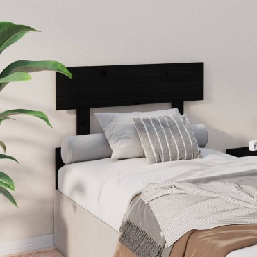 vidaXL Κεφαλάρι Κρεβατιού Μαύρο 78,5x3x81cm από Μασίφ Ξύλο Πεύκου 1 τεμ.