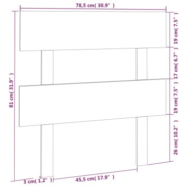 vidaXL Κεφαλάρι Κρεβατιού Μαύρο 78,5x3x81cm από Μασίφ Ξύλο Πεύκου 1 τεμ.