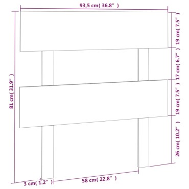vidaXL Κεφαλάρι Κρεβατιού Λευκό 93,5x3x81cm από Μασίφ Ξύλο Πεύκου 1 τεμ.