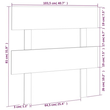 vidaXL Κεφαλάρι Κρεβατιού Λευκό 103,5x3x81cm Μασίφ Ξύλο Πεύκου 1 τεμ.