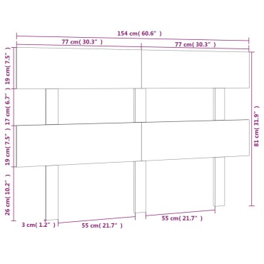 vidaXL Κεφαλάρι Κρεβατιού Μελί 154x3x81cm από Μασίφ Ξύλο Πεύκου 1 τεμ.