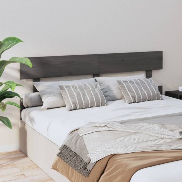 vidaXL Κεφαλάρι Κρεβατιού Γκρι 164x3x81cm από Μασίφ Ξύλο Πεύκου 1 τεμ.