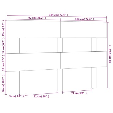 vidaXL Κεφαλάρι Κρεβατιού Μελί 184x3x81cm από Μασίφ Ξύλο Πεύκου 1 τεμ.