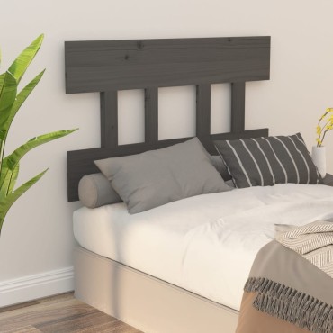 vidaXL Κεφαλάρι Κρεβατιού Γκρι 103,5x3x81cm από Μασίφ Ξύλο Πεύκου 1 τεμ.