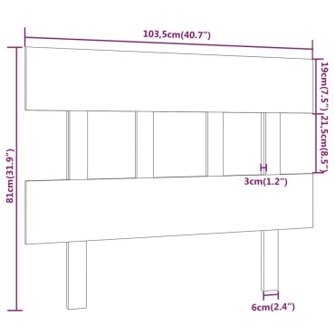 vidaXL Κεφαλάρι Κρεβατιού Μελί 103,5x3x81cm Μασίφ Ξύλο Πεύκου 1 τεμ.
