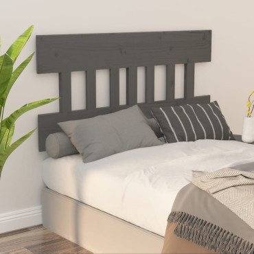 vidaXL Κεφαλάρι Κρεβατιού Γκρι 183,5x3x81cm από Μασίφ Ξύλο Πεύκου 1 τεμ.