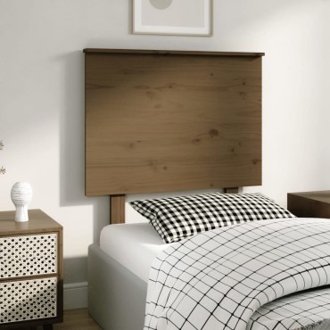 vidaXL Κεφαλάρι κρεβατιού Καφέ 79x6x82,5cm από Μασίφ Ξύλο Πεύκου 1 τεμ.