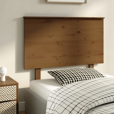 vidaXL Κεφαλάρι κρεβατιού Καφέ 94x6x82,5cm από Μασίφ Ξύλο Πεύκου 1 τεμ.