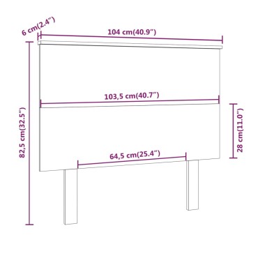 vidaXL Κεφαλάρι Κρεβατιού Γκρι 104x6x82,5cm από Μασίφ Ξύλο Πεύκου 1 τεμ.