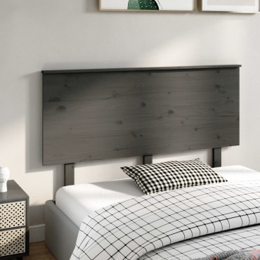 vidaXL Κεφαλάρι Κρεβατιού Γκρι 144x6x82,5cm από Μασίφ Ξύλο Πεύκου 1 τεμ.