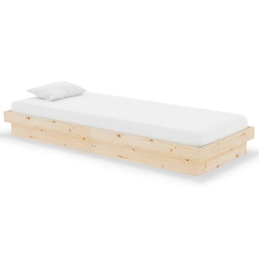vidaXL Πλαίσιο Κρεβατιού 75 x 190 εκ. από Μασίφ Ξύλο Small Single