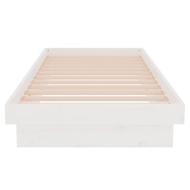 vidaXL Πλαίσιο Κρεβατιού Λευκό 75x190 εκ. Μασίφ Ξύλο Small Single