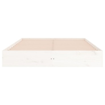 vidaXL Πλαίσιο Κρεβατιού Λευκό 200x200cm από Μασίφ Ξύλο 1 τεμ. - Διπλό