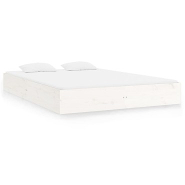 vidaXL Πλαίσιο Κρεβατιού Λευκό 140x200cm από Μασίφ Ξύλο 1 τεμ. - Διπλό