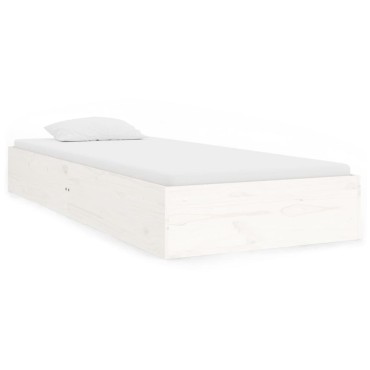 vidaXL Πλαίσιο Κρεβατιού Λευκό 90x190cm Μασίφ Ξύλο Single 1 τεμ. - Μονό