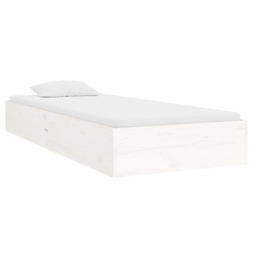 vidaXL Πλαίσιο Κρεβατιού Λευκό 90x190cm Μασίφ Ξύλο Single 1 τεμ. - Μονό