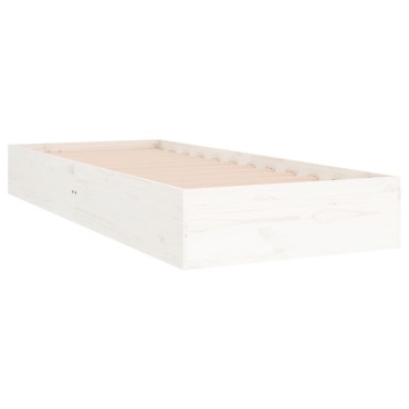 vidaXL Πλαίσιο Κρεβατιού Λευκό 90x190cm Μασίφ Ξύλο Single 1 τεμ. - Μονό