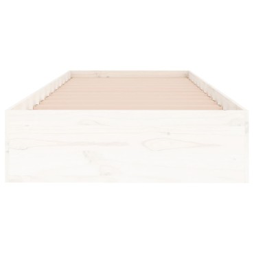 vidaXL Πλαίσιο Κρεβατιού Λευκό 90x190cm Μασίφ Ξύλο Single 1 τεμ. - Μονό