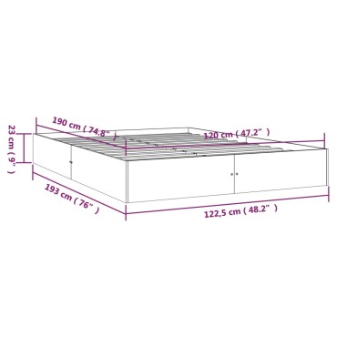 vidaXL Πλαίσιο Κρεβατιού Λευκό 120x190 εκ. Μασίφ Ξύλο Small Double