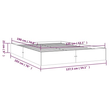 vidaXL Πλαίσιο Κρεβατιού 135x190cm από Μασίφ Ξύλο Double 1 τεμ. - Διπλό