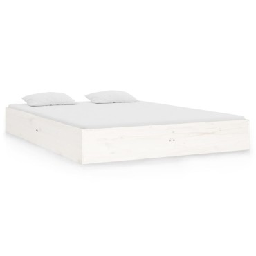 vidaXL Πλαίσιο Κρεβατιού Λευκό 140x190cm από Μασίφ Ξύλο 1 τεμ. - Μονό