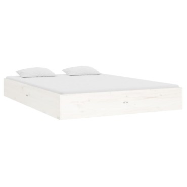 vidaXL Πλαίσιο Κρεβατιού Λευκό 140x190cm από Μασίφ Ξύλο 1 τεμ. - Μονό