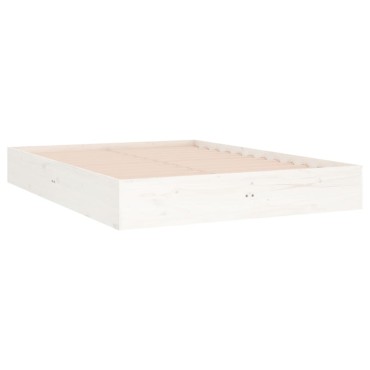 vidaXL Πλαίσιο Κρεβατιού Λευκό 140x190cm από Μασίφ Ξύλο 1 τεμ. - Μονό