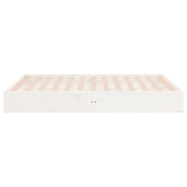 vidaXL Πλαίσιο Κρεβατιού Λευκό 140x190cm από Μασίφ Ξύλο 1 τεμ. - Μονό