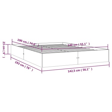 vidaXL Πλαίσιο Κρεβατιού Λευκό 140x190cm από Μασίφ Ξύλο 1 τεμ. - Μονό