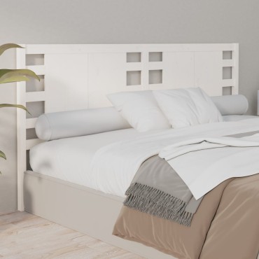 vidaXL Κεφαλάρι Κρεβατιού Λευκό 156x4x100cm Μασίφ Ξύλο Πεύκου 1 τεμ.