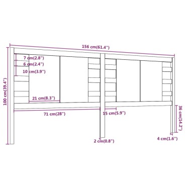 vidaXL Κεφαλάρι Κρεβατιού Λευκό 156x4x100cm Μασίφ Ξύλο Πεύκου 1 τεμ.