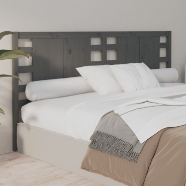 vidaXL Κεφαλάρι Κρεβατιού Γκρι 166x4x100cm από Μασίφ Ξύλο Πεύκου 1 τεμ.