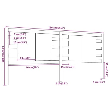 vidaXL Κεφαλάρι Κρεβατιού Γκρι 166x4x100cm από Μασίφ Ξύλο Πεύκου 1 τεμ.
