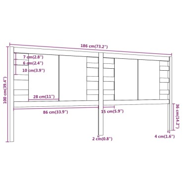 vidaXL Κεφαλάρι Κρεβατιού Μελί 186x4x100cm από Μασίφ Ξύλο Πεύκου 1 τεμ.