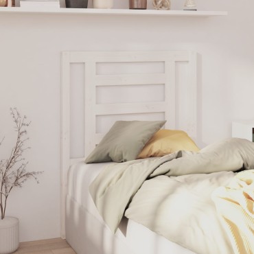 vidaXL Κεφαλάρι Κρεβατιού Λευκό 81x4x100cm από Μασίφ Ξύλο Πεύκου 1 τεμ.