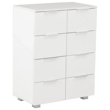 vidaXL Μπουφές Ψηλός Γυαλιστερός Λευκός 60x35x80cm Επεξ. Ξύλο 1 τεμ.