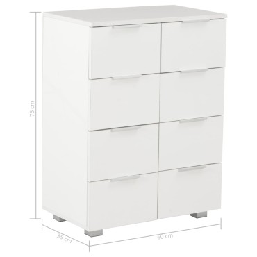 vidaXL Μπουφές Ψηλός Γυαλιστερός Λευκός 60x35x80cm Επεξ. Ξύλο 1 τεμ.