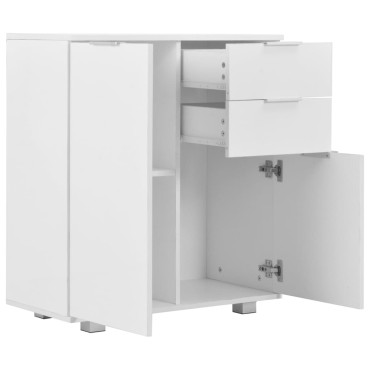 vidaXL Μπουφές Ψηλός Γυαλιστερός Λευκός 71x35x80cm Επεξεργασμένο Ξύλο 1 τεμ.