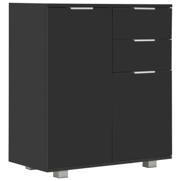 vidaXL Μπουφές Ψηλός Γυαλιστερός Μαύρος 71x35x80cm Επεξεργασμένο Ξύλο 1 τεμ.