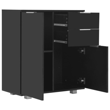 vidaXL Μπουφές Ψηλός Γυαλιστερός Μαύρος 71x35x80cm Επεξεργασμένο Ξύλο 1 τεμ.