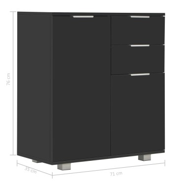 vidaXL Μπουφές Ψηλός Γυαλιστερός Μαύρος 71x35x80cm Επεξεργασμένο Ξύλο 1 τεμ.