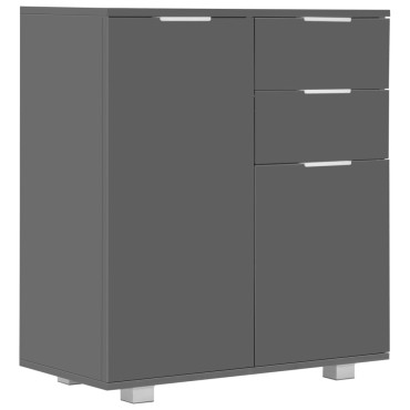 vidaXL Μπουφές Ψηλός Γυαλιστερός Γκρι 71x35x80cm Επεξεργασμένο Ξύλο 1 τεμ.