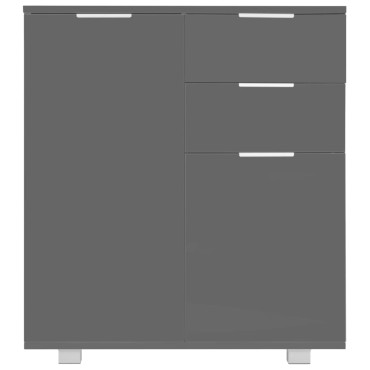 vidaXL Μπουφές Ψηλός Γυαλιστερός Γκρι 71x35x80cm Επεξεργασμένο Ξύλο 1 τεμ.